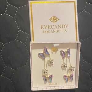 Eyecandy Los Angeles Iridescent Butterfly Earrings